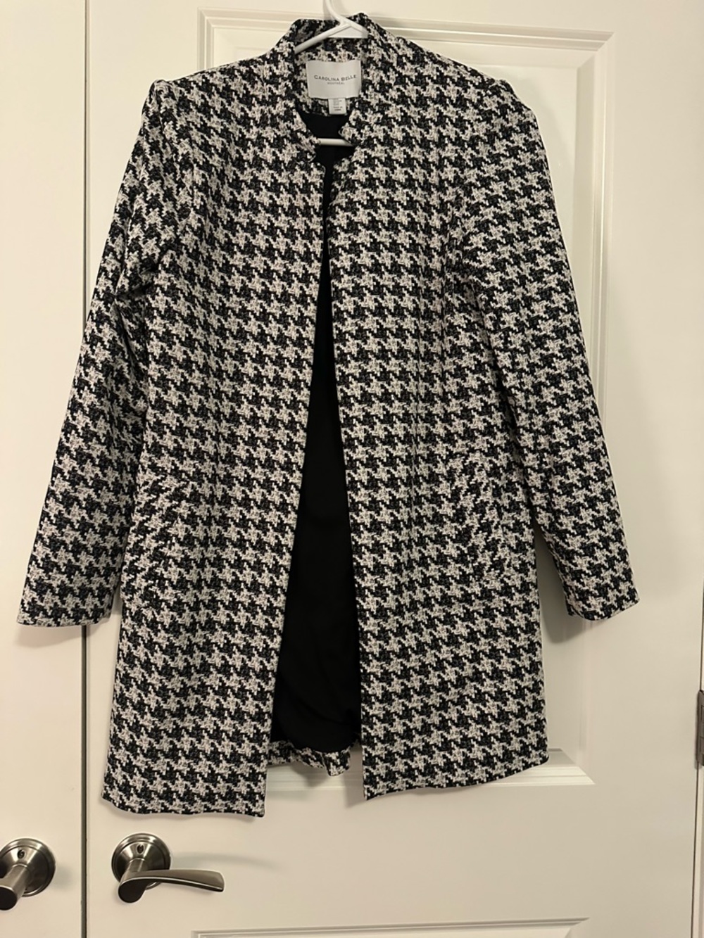 Carolina Belle Black & White Houndstooth Long Coat